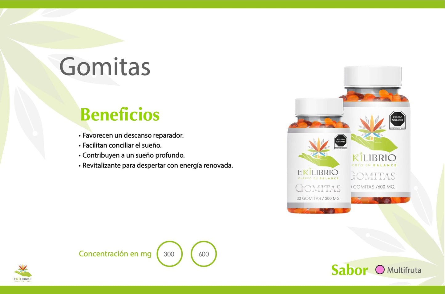 EKILIBRIO | Gomitas para un Descanso Reparador - 60 Gomitas / 600mg