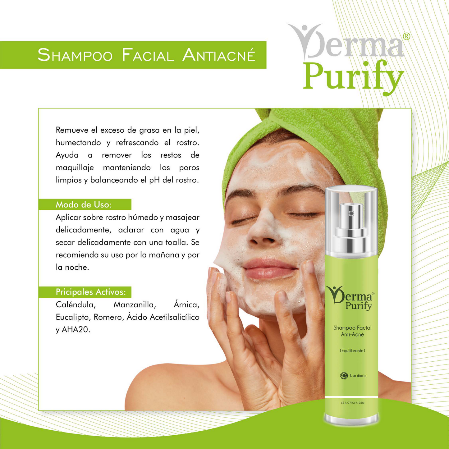 DERMA® PURIFY | Shampoo Facial Anti-Acné (Equilibrante Uso Diario) - 125ml