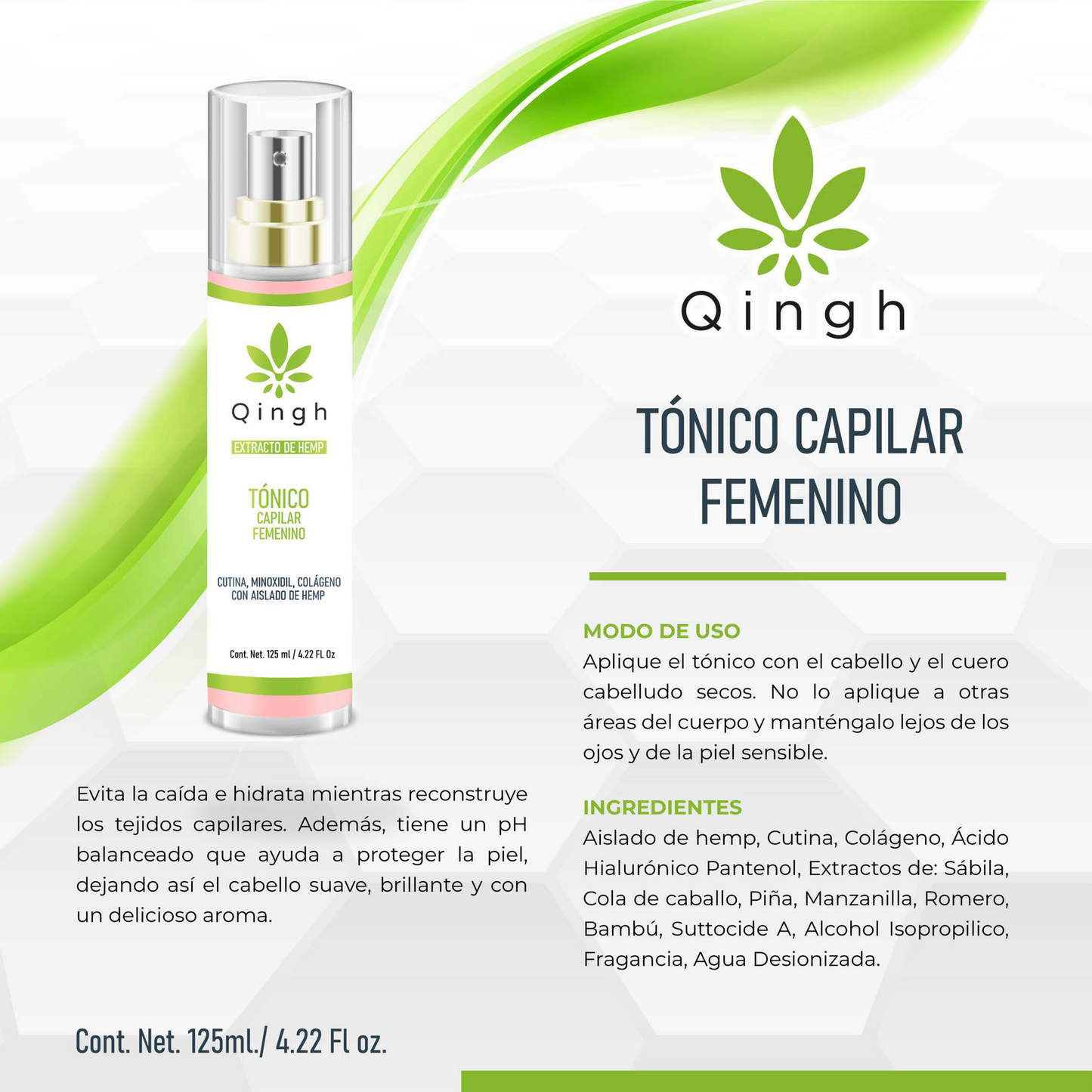 QINGH | Tónico Capilar Masculino y Femenino -125ml