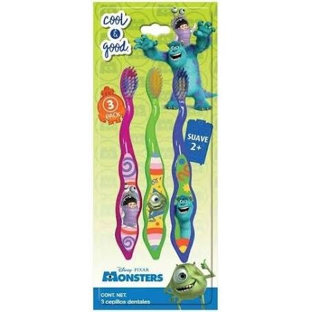 Cepillo Dental Cool & Good Monsters 3 Pzas Color Índigo