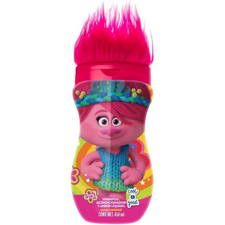 Shampoo cool & good trolls poppy 3 en 1 aroma naranja 414 ml