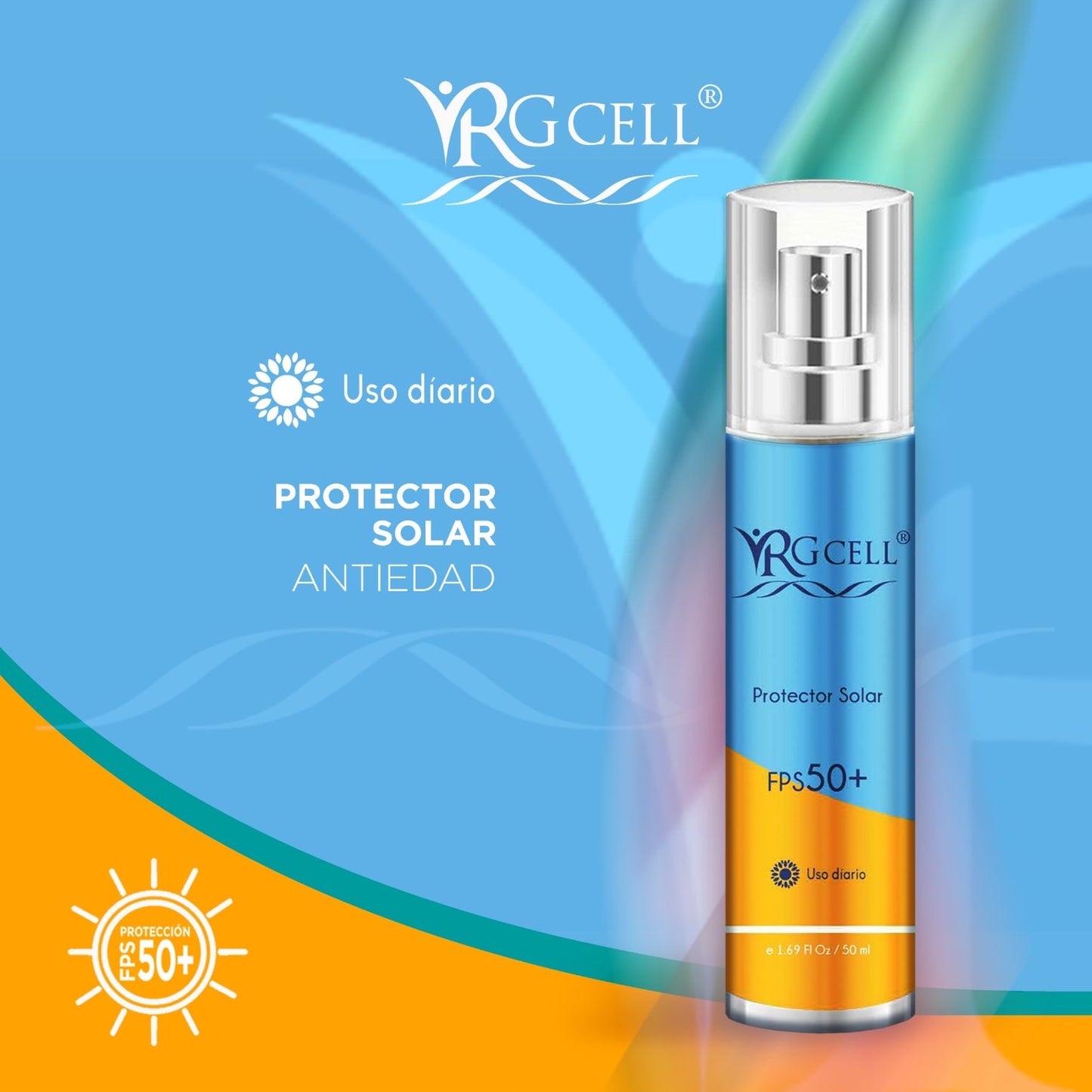 RGCELL® | Protector Solar Antiedad FPS50+ / 50ml