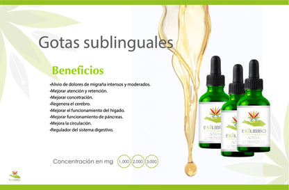 EKILIBRIO | Gotas Sublinguales para Bienestar Integral - (Concentración: 1000mg / 2000mg / 3000mg)