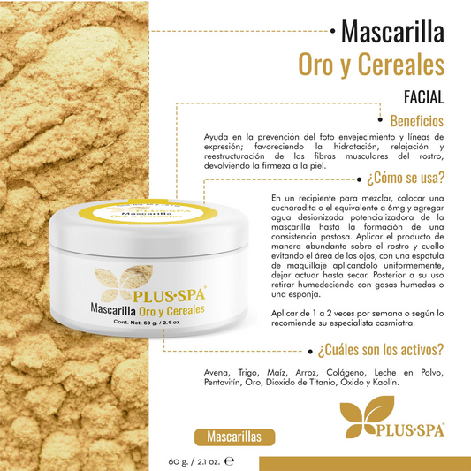 PLUS•SPA | Mascarilla Facial Oro y Cereales - 60g