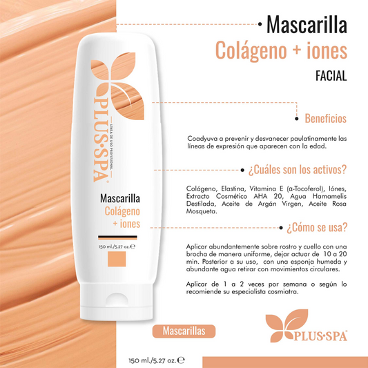 PLUS•SPA | Mascarilla Facial de Colágeno + Iones - 150ml