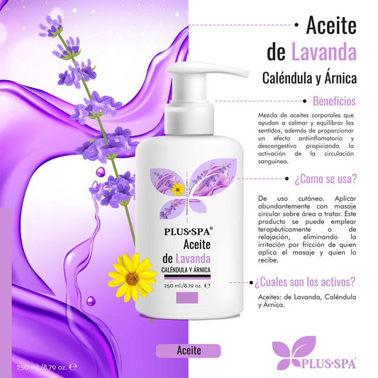 PLUS•SPA | Aceite de Lavanda, Caléndula y Árnica Corporal - 250ml