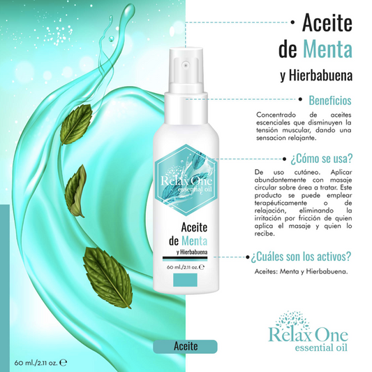 RELAX ONE | Aceite Esencial de Menta y Hierbabuena (Uso Tópico) - 60ml