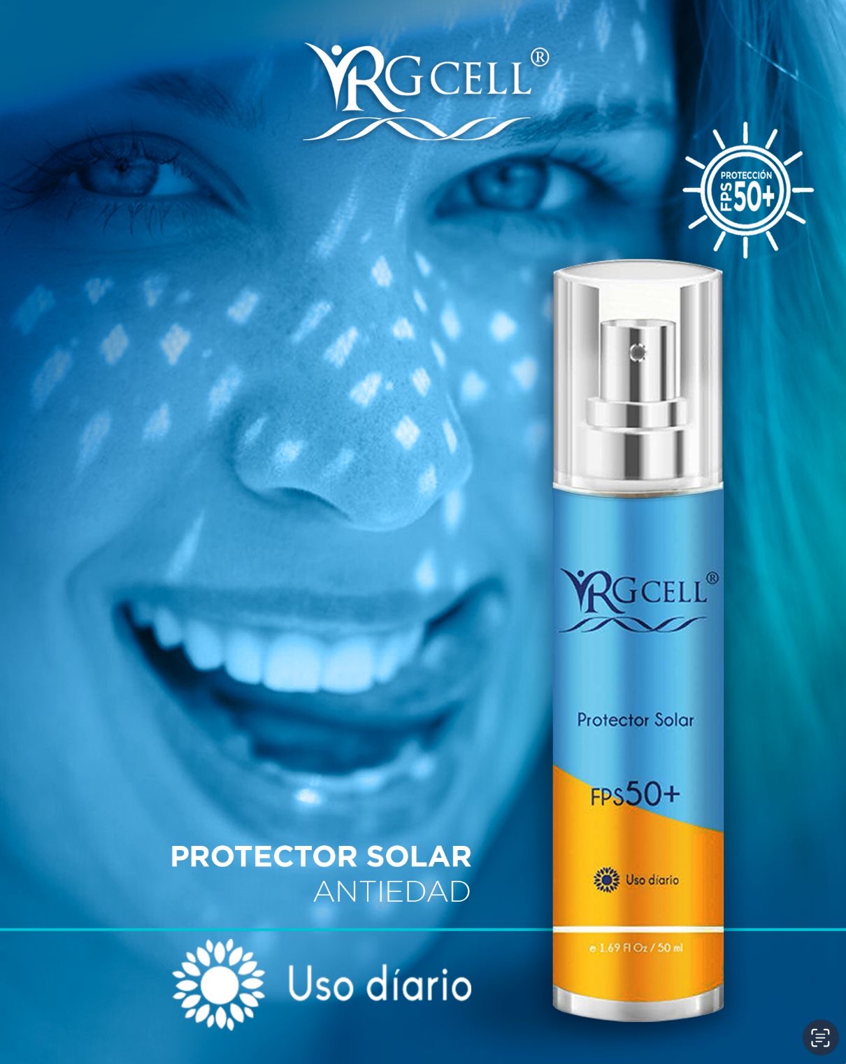 RGCELL® | Protector Solar Antiedad FPS50+ / 50ml